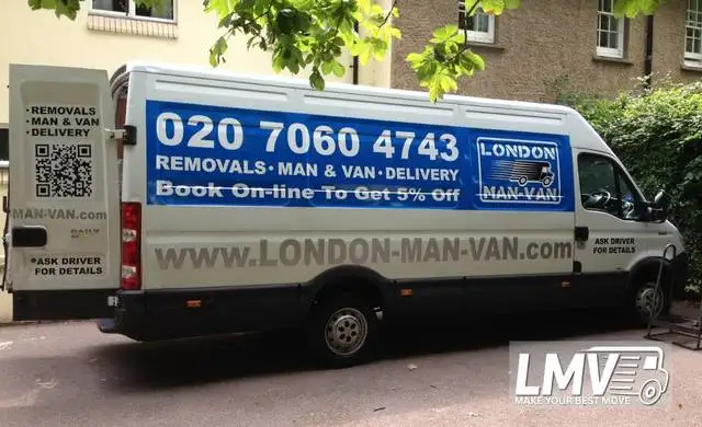 Man and van hire in Hatch End with moving team loading boxes and furniture into the van
