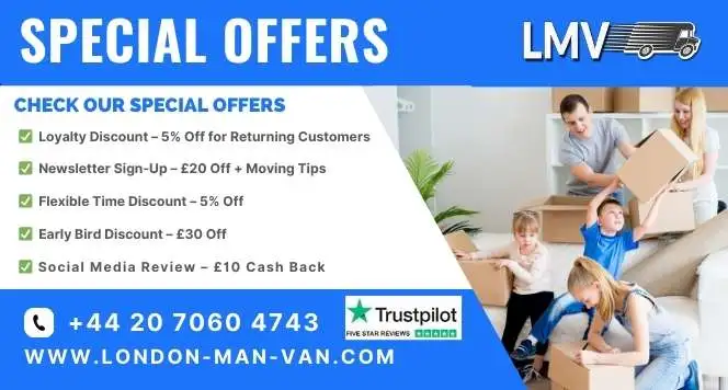 Moving special offers and discounts in London